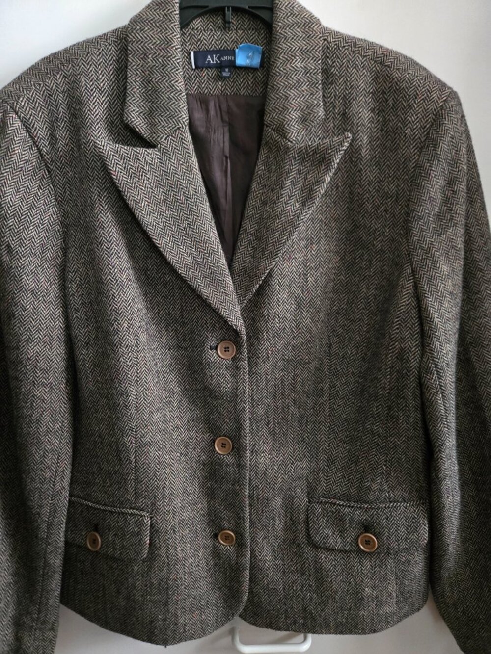 EUC Anne Klein Tweed Jacket - Brown/Black - 16 (Note- Belts for display only)